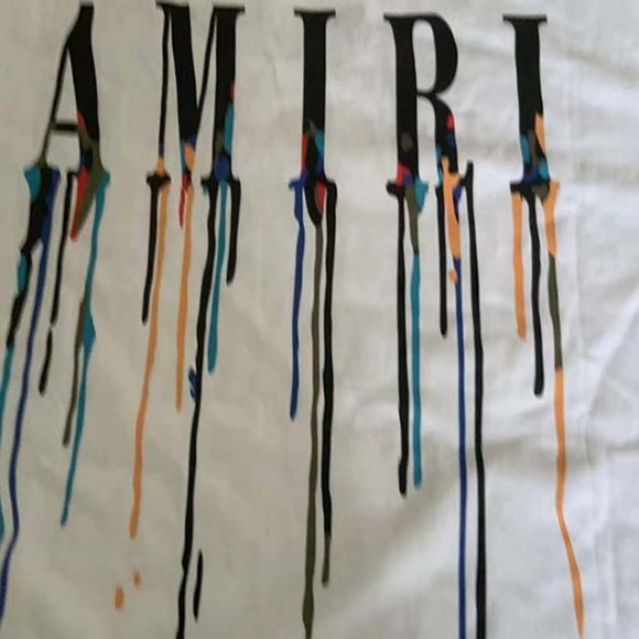 AMIRI Classic Flowing Colorful Letter Print White Short Sleeves - Picture 7 of 9